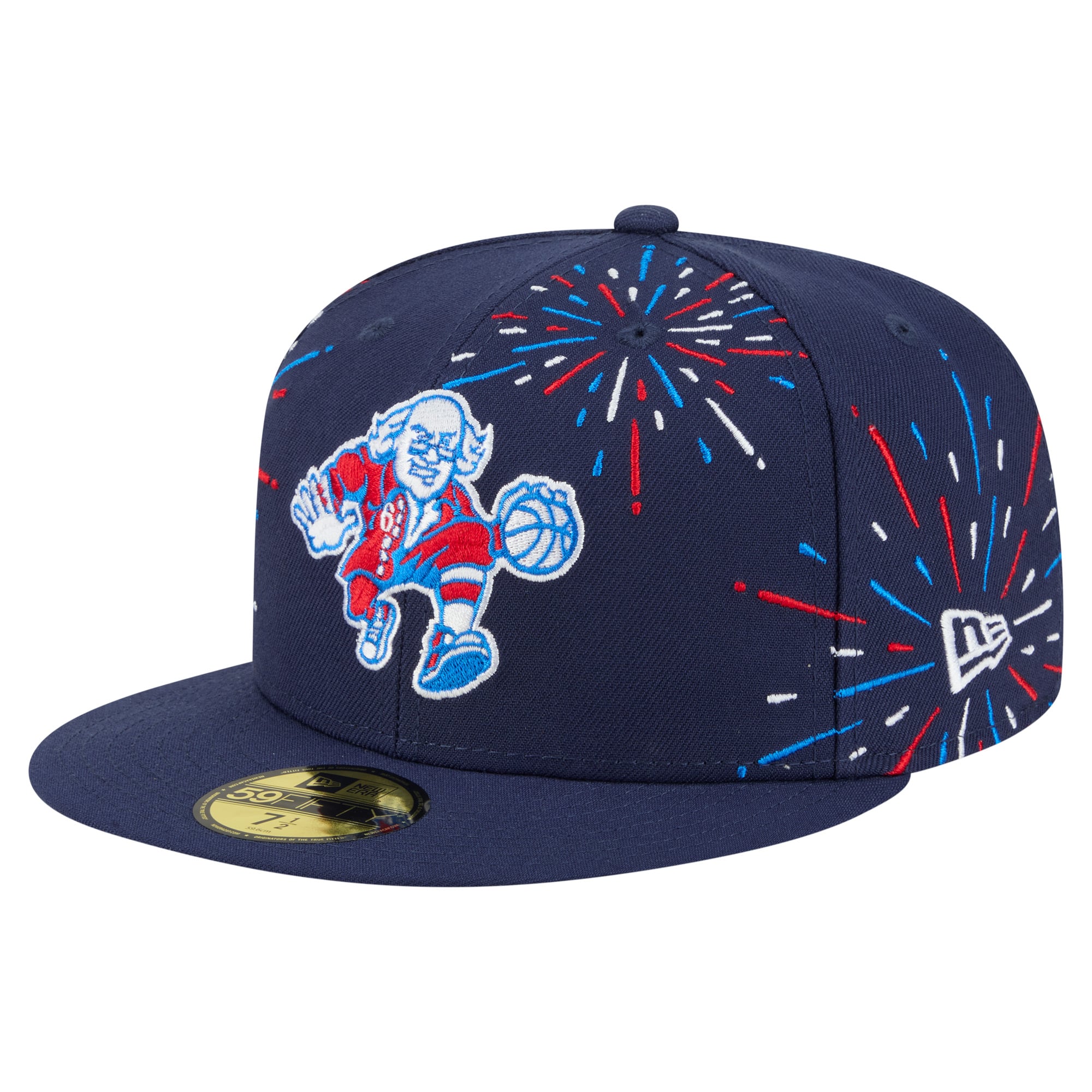 Men's New Era Navy Philadelphia 76ers Americana Fireworks 59FIFTY Fitted Hat